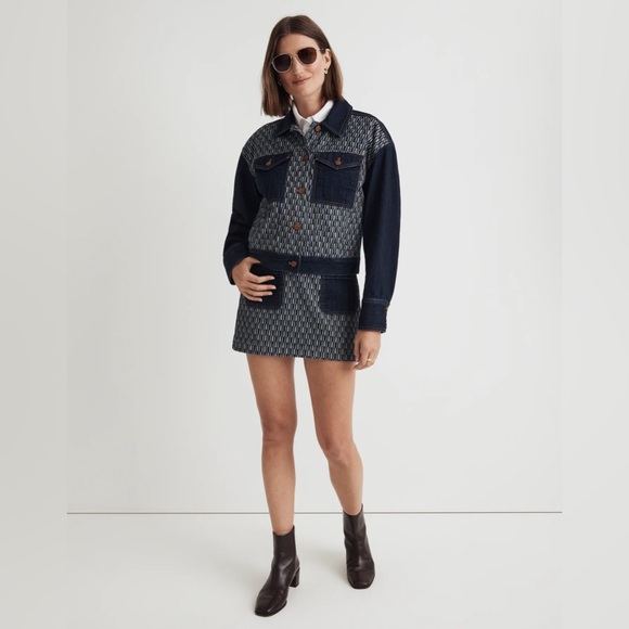 NWT Madewell Striped Denim Cropped Jacket in Genova Wash - Medium - Picture 4 of 12